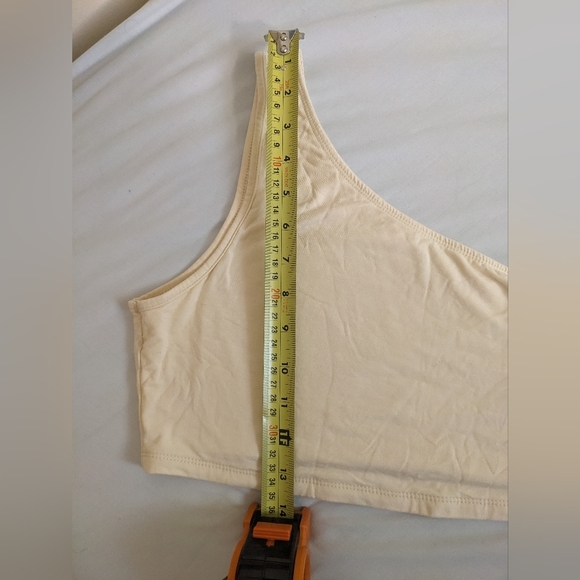 Cream One  Shoulder Crop Top - Picture 6 of 6